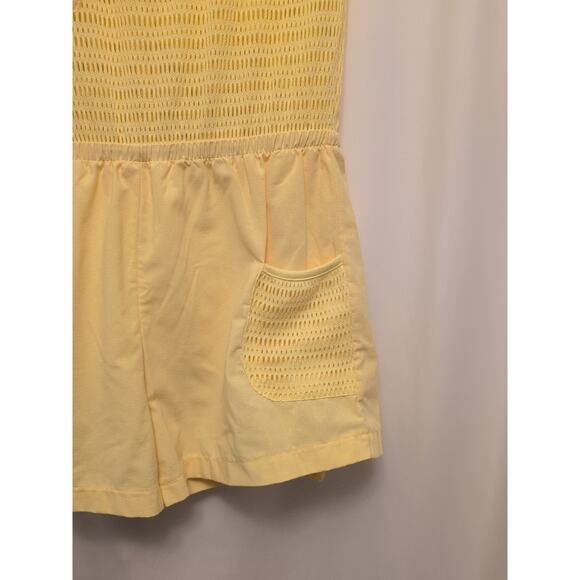 80s womens vtg L here's a hug yellow shorts jumper floral accent - Picture 5 of 13